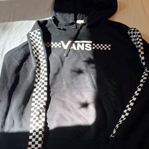 Vans Black Hoodie with Checkered Sleeves
